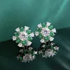 2023 Orecchino a bottone con diamante smeraldo rubino 100% vero argento sterling 925 Orecchini da sposa per fidanzamento per le donne Promise Party Jewelry
