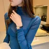 Women's TShirt Korean Fashion Mesh Women Blouses Solid Office Lady Shirt and Blouse Long Sleeve Blusas Largas Loose Womens Sexy Tops 230317