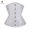 Bustiers Corsets XL Corset Spiral Steel Jacquard Floral 6xl Black and White Ladies Suit