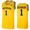 College Wolverines 1 Hunter Dickinson Jersey Basketball 25 Jett Howard 2 Bufkin 0 Dug McDaniel 3 Jaelin Llewellyn 5 Terrance Williams II Sticthed University NCAA