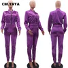 Womens Two Piece Pants CMYAYA Sport Bright Solid Womens Set Track Jacket and Pants Suit Active Sweatsuit Tracksuit Two Piece Set Fitness Outfits 230320