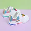 Sneakers dla dzieci Modna Rainbow Kolorowe dziewczyny Białe buty swobodne pu skóra z poduszką powietrzną Sole Hookloop Autunm 230317