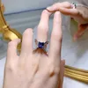 Handmade Cross Sapphire Diamond Ring 100% Real 925 sterling silver Party Wedding band Rings for Women Bridal Engagement Jewelry