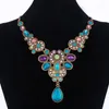 Ras du cou bijoux de mode femmes luxe strass collier coloré cristal fleur bavoir déclaration colliers pendentifs