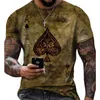 Men's T-shirts New Poker Spades AT Shirt Men's Personality Casual Street T-shirt Sports Short Sleeve