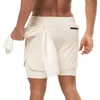 Hommes 2 en 1 Shorts de course Jogging Gym Fiess entraînement séchage rapide plage pantalons courts mâle été sport entraînement bas Bermuda W0320