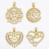 Pendant Necklaces OCESRIO Heart Mother's Day Necklace Pendants Making Gold Plated Copper Zircon Supplies For Jewelry Wholesale Pdta627