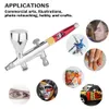 Aérographe Fournitures de Tatouage Gravité Double Action Mini 9cc Aérographe Détachable Fluide Tasse Peinture Nail Spray Gun Maquillage Peinture Ensemble Visage Tatouage Art DIY Rouge Or 230317