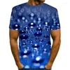 Męskie koszule T Summer Water Drop Cool 3D Printed Shirt Men Funny Vision Design Męski Tshirt krótkie rękawy TES S-6XL