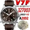 V7F V2 v7327003 A2892 Orologio da uomo meccanico automatico Quadrante marrone scuro Marcatori numerici Cassa in acciaio inossidabile Cinturino in pelle marrone Super Edition Orologi sportivi per l'eternità