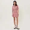 Dames Polos Ioo Spring Design Pink Rapel Kraag Elastische Taille Tweed Crop Top Polo Shirt Ladies Tops 230317