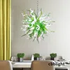 Lustre de vidro soprado à mão lustre verde lâmpadas pendentes contemporâneas lustre de vidro borossilicato para iluminação de teto de hotel em casa acessórios pendurados de luxo LR1462