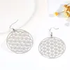 Boucles d'oreilles pendantes ajourées énergie vie fleurs acier inoxydable hexagone Reiki Viking hyperbole crochet d'oreille breloques sorcière femme bijoux