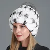 Beanies Beanie/Skull Caps Luxury Women Fur Hat For Winter Natural Rex Cap Russian Female Headgear Fashion Warm Bomber