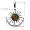 Beautiful Copper Gem Charms Natural Stone Amethyst Crystal Opalite Sun Shape Pendant Jewelry