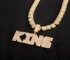 New Fashion Yellow White Gold Plated CZ DIY Custom Name Letter Pendant Necklace With 3mm 24inch Rope Chain9132739