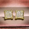 2023 Hip Hop Stud Earring Vintage Jewelry 925 Sterling Silver Gold Fill Pave White 5A Cubic Zircon CZ Diamond Top Sell Party Women Men Earring For Lover Gift