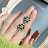 Snow Flower Emerald Diamond Stud Earring 100% Real 925 sterling silver Promise Wedding Earrings for Women Bridal Party Jewelry