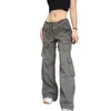 Damenjeans Retro graue Arbeiterhose Denim Damenmode Damenhose sexy Low-Waist lockere Freizeithose Retro Street Hip-Hop 230317