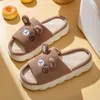 Slippers Home Linnen Slipper voor vrouwen schattige konijnslotjes slippers vrouwelijk ontwerp gezellige schoenen glijbanen vier seizoen platform paren sandalen z0317