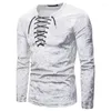 Camisetas para hombres Otoño Hombres Camisa de terciopelo de franela de manga larga Color sólido Cordón Slim Fit Hip Hop Streetwear Swag Velvet Tops