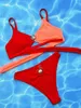 ビキニハイウエストレディーススイムウェア女性水着がさまざまな色インサート水着セクシーなストライプテクスチャビキニ水着