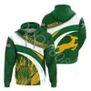 Мужские куртки африканская одежда в Южной Африке Protea Springbok Zip Hoodiemen's Clothingsweater3d Печатная спортивная куртка 230321