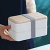 Boîtes à déjeuner micro-ondes Double couche en bois Style Bento conteneur Portable sans BPA boîte alimentaire 230321