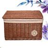 Storage Boxes Bins Basket Storage Wicker Woven Box Rattan Baskets Seagrass Bins Organizer Lid Fruit Sundries Picnic Bin Rectangular Lids Closet 230321