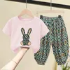 Clothing Sets Children Set Boy Girl Clothes Summer Suit Baby Cute Cotton Tshirt Pants Toddler Loungewear Soft Tracksuit 2 10Y 230321