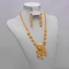 Collier Boucles d'oreilles Set Nigerian Dubaï Mariage nuptial de fleur africaine Gold Couleur Bijoux Femmes Girl Girl Gift