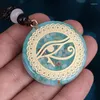 Anhänger Halsketten Orgon Blau Naturstein Anhänger Halskette Horus Auge Allsehende Augen Teufels Orgonit Energie Amulett Schmuck