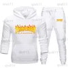 Herrespår män högkvalitativa hoodies byxor set designer spårdräkt mens svett kostymer lapptäcke svart tryckt kläder 20 färg 2021 hip hop mode hoodie t230321