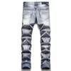 Jeans da uomo Nuovo Designer Jean Trekking Strappato Hip Marca Pantalones Vaqueros Para Hombre Ricamo motociclistico Jeans aderenti a matita slim