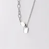 Hänge halsband ensamminnes cool lycka bokstäver geometriska fyrkantiga bönor silver färgklavikelkedja kvinnliga halsband Sne576