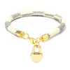 Classic Design Leather Gold Heart Charm Bracelet Jewelry for Gift