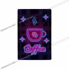 Cafe Pub Neon metalowe znaki cyny kawy Food Retro Metal Plakat Pleques Dekoracja Dekoracja Klub Klub Vintage Tin Wall Placi 30x20 cm W03