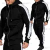 Survêtements pour hommes Hommes Zipper Survêtement Mode Côté Rayé À Capuche Hoodies Veste Pantalon Survêtements Hommes Casual 2 Pièces Survêtement T230321