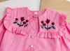 Camisas infantis meninas de meninas moda Flores de bordados grandes camisas de algodão de colarinho Cardigan Jackets crianças crianças da primavera Autumn Summer Roupos 230321