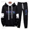 Men's Tracksuits Fashion Tracksuit Men Women Long Sleeve Hoodie Sports Pants Set Pullover Hooded Sweatshirt Tops and Jogging Pants Casual Outfit T230321