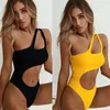 Costume da bagno donna 2023 Tankini Costume da bagno imbottito leopardato a vita alta con spalle scoperte Bikini giallo Costume da donna nero Costume da bagno diviso