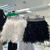 Skirts Super Fairy Sweet Feather Ostrich Leather Bubble Short for Women Birthday Party Wear Lady Princess Mini 230321