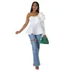 Blouses feminina Autumn Summer One ombro Detalhes Peplum Tops Moda feminina Manga longa Hollow Out Tshirt Club Use camisas finas Top