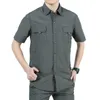 Chemises décontractées pour hommes été hommes à manches courtes armée chemises séchage rapide col rabattu chemise tactique randonnée en plein air Camping pêche vêtements grande taille 230321