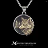 Pendant Necklaces Viking Mythology Three-dimensional Forest Wolf Stainless Steel Necklace Men Gift Punk Jewelry Chain
