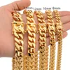 Cuba Chains Fivela de torneira de ouro 18K aço inoxidável titânio densidade de aço 8mm / 10mm / 12mm / 14mm / 16mm Miami Cuban Link Chains Correntes de ouro masculinas de aço inoxidável