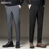 Pantaloni da uomo Primavera Estate Abito da uomo Slim Business Office Elastico in vita Nero Grigio Classico Pantaloni coreani Uomo Taglie forti 2738 40 42 230320