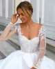 Robe de mariée Autres robes Robe de bal de plage blanche 2023 Robes de mariée Manches longues Dentelle Appliques Princesse Corset Robe NoviaAutre