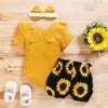 Ensembles de vêtements 2020 bébé vêtements d'été nouveau-né bébé fille vêtements floraux à manches courtes barboteuse combinaisontournesol tutu shorts 3 pièces tenues ensemble Z0321