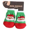 Chien vêtements chat chaussettes 4 pièces chaussures de noël antidérapantes Festival thème tissé protecteur tricot fournitures pour animaux de compagnie pour sol intérieur maison